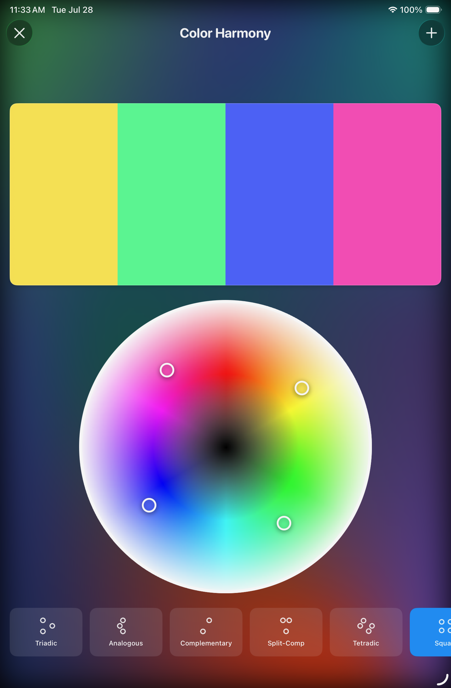 Color harmony palette tool